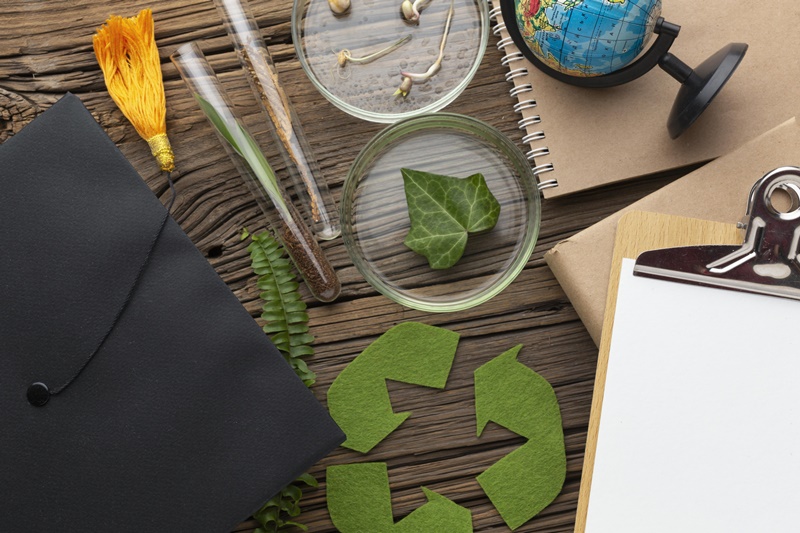 top-view-plants-study-items